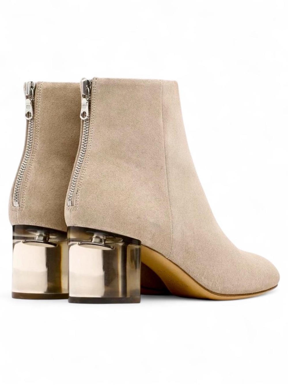 Rag & Bone Chic Minimalist Beige Suede Drea Ankle Boots With Lucite Heels